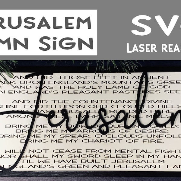 Jerusalem 2-Layer Hymn Sign; SVG Laser Cut File-Glowforge Tested/DIGITAL product only