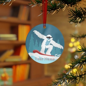 Yeti Snowboarding Gift Tag/Car Charm/ Ornament - Sasquatch  Big Foot/ Gift for him / Gift for Her / Retro / Personalize Option