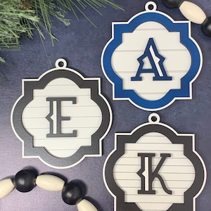 Quatrefoil Ornament/Gift tag/key chain/car charm with shiplap & beadboard backgrounds/SVG File/ laser tested/ perfect for Monograms/ DIGITAL