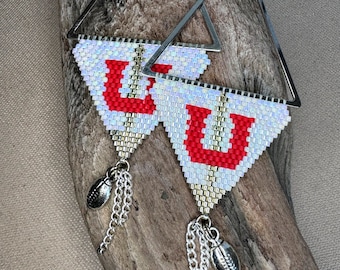 Officially Licensed University of Utah Handwoven Bead Earrings