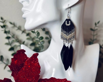 Boucles d'oreilles en perles et franges sous licence officielle de l'Université de l'Utah