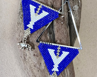 Boucles d'oreilles BYU, boucles d'oreilles Brigham Young University, tissées à la main