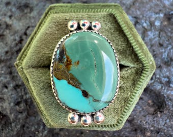 Bague en argent sterling 925 sertie de turquoise Royston (taille américaine 8,5), fabriquée aux États-Unis.