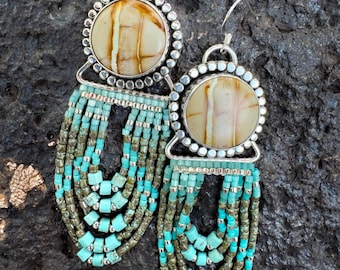 Boucles d'oreilles Royston Ribbon en argent sterling et turquoise, fabriquées à la main aux États-Unis : bijoux de style western