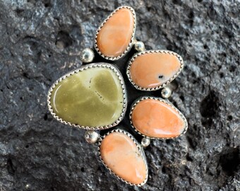 Made in USA: Desert Jasper Statement Ring in .925 Sterling Silver (US Size 9.25)