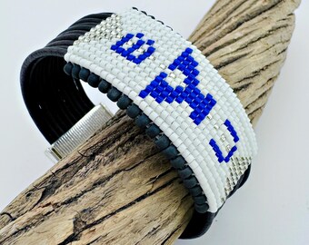 Bracelet en cuir perlé BYU sous licence officielle, université Brigham Young, fait main