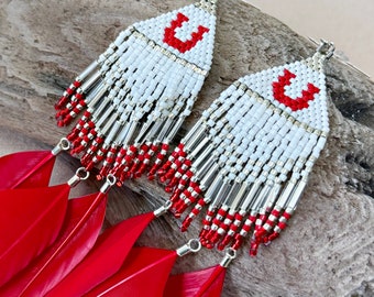 Boucles d'oreilles en perles et franges sous licence officielle de l'Université de l'Utah