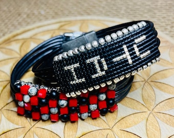 Bracelet en cuir perlé de l'Université de l'Utah sous licence officielle