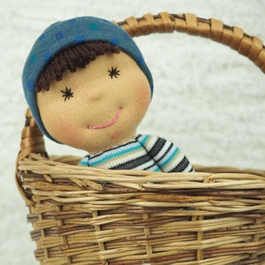 Soft baby doll for  baby boy Waldorf inspired, Natural plasticfree baby toy for little boys and girls, Unique baby shower gift