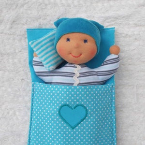 Organic Baby Doll with Sleeping Bag: Waldorf Inspired Soft Toy for toddlers