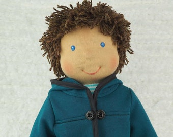 Waldorf Boy Doll 17.5"/45 cm tall, Handmade rag doll for boys, Natural soft sleeping buddy for kids over 3 - Made to Order