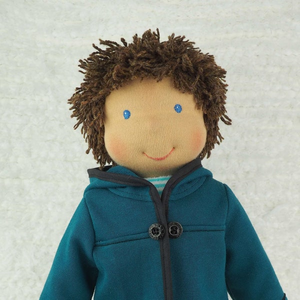 Waldorf Boy Doll 17.5"/45 cm tall, Handmade rag doll for boys, Natural soft sleeping buddy for kids over 3 - Made to Order