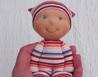 Waldorf inspired soft baby doll, Unique handmade baby shower gift for kids