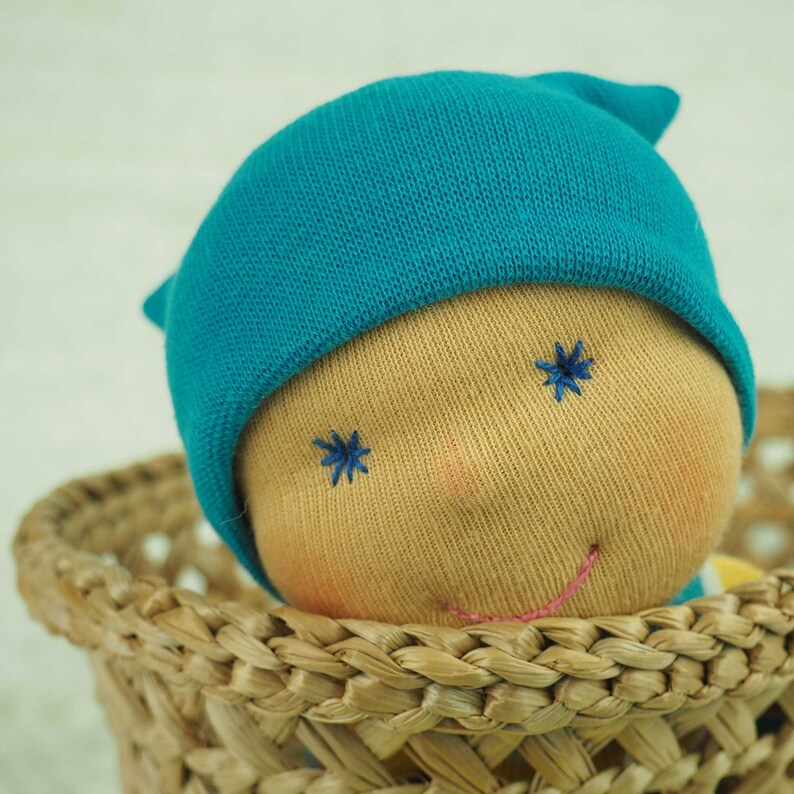 Waldorf baby doll, Handmade soft toy for babies and toddlers, Baby shower gift for newborns, First birthday boy & girl, Organic baby toys image 2