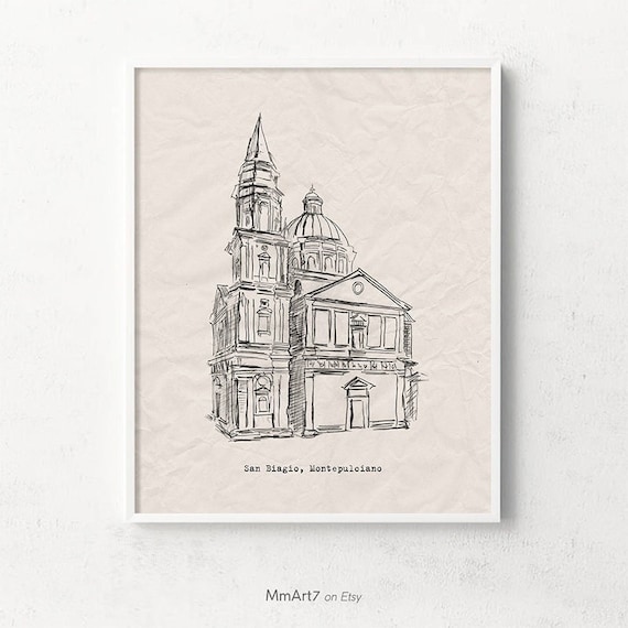 Vintage Architecture Print Line Drawing Pencil Sketch Line Art - Etsy