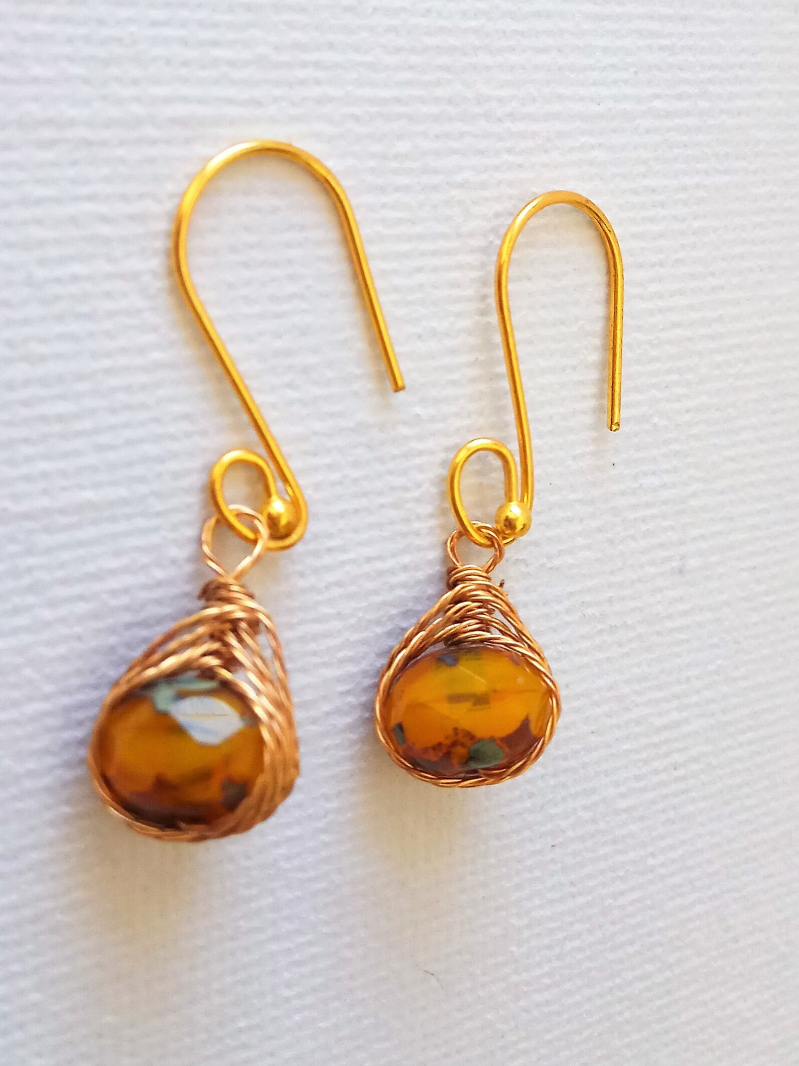 Herringbone Earrings Dangle Earrings Wire Wrapped earrings Etsy