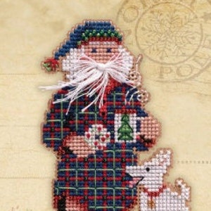 Christmas Santa Ornament Cross Stitch Beaded Kit: Mill Hill MH202131 DIY