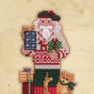 Christmas Giving Kit: Day Santas Beaded Beading Counted Cross Stitch Santa Claus Ornaments Refrigerator Magnets Pins MH202132 DIY