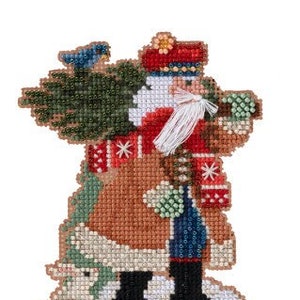Douglas Fir Santa Kit: Timberline Santas Beaded Beading Counted Cross Stitch Santa Claus Ornaments Refrigerator Magnets Pins MH202232 DIY
