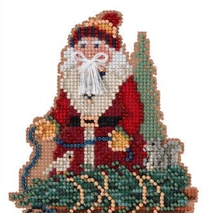Norway Spruce Santa Kit: Timberline Santas Beaded Beading Counted Cross Stitch Santa Claus Ornaments Refrigerator Magnets Pins MH202233 DIY