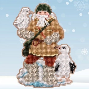 Albatross Santa Kit: Antarctic Santas Beaded Beading Counted Cross Stitch Santa Claus Ornaments Refrigerator Magnets Pins MH202033 DIY