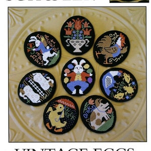 ÉPUISÉ ! Vintage Eggs Prairie Schooler Grille au point de croix compté, livre n° 184, 13-1475, dépliant original pour papier cartonné