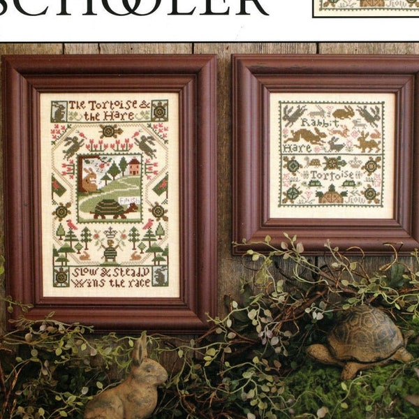 OUT OF PRINT! Tortoise & The Hare Prairie Schooler Counted Cross Stitch Chart Book No. 162 10-1298 Original Card Stock Leaflet