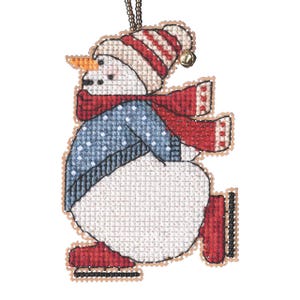 Skating Snowman Kit: Mill Hill Christmas Beaded Cross Stitch Charmed Ornaments Refrigerator Magnets MH162133