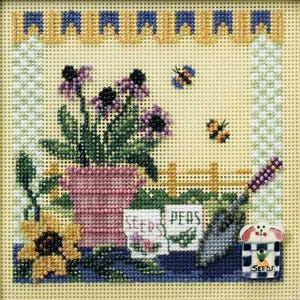 Potting Table Kit Mill Hill Spring Series Buttons Beads Buttoned Beaded Sunflowers Pots Bees Original Mill Hill Button MH148101 DIY