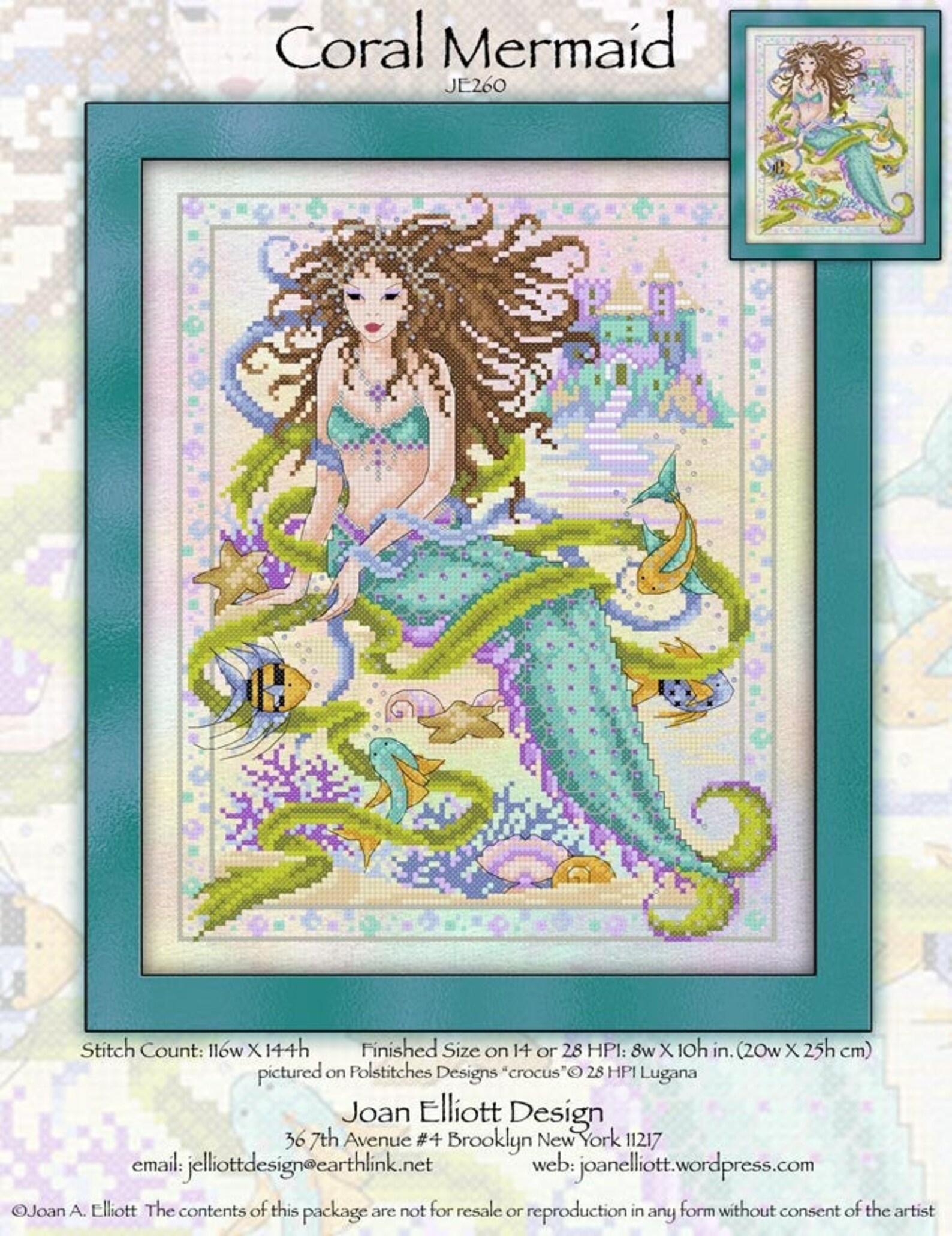 Coral Mermaids Counted Cross Stitch Chart Pattern Joan Elliott Etsy