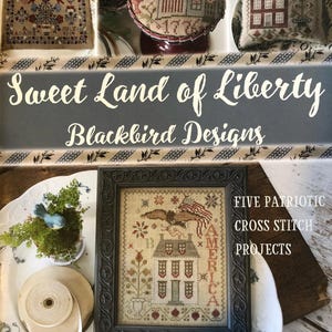 SWEET LAND Of LiBERTY Blackbird Designs *FREE Insured Shipping* Counted Cross Stitch Charts Patterns Patriotic Flags Books BD277 16-1606 DiY