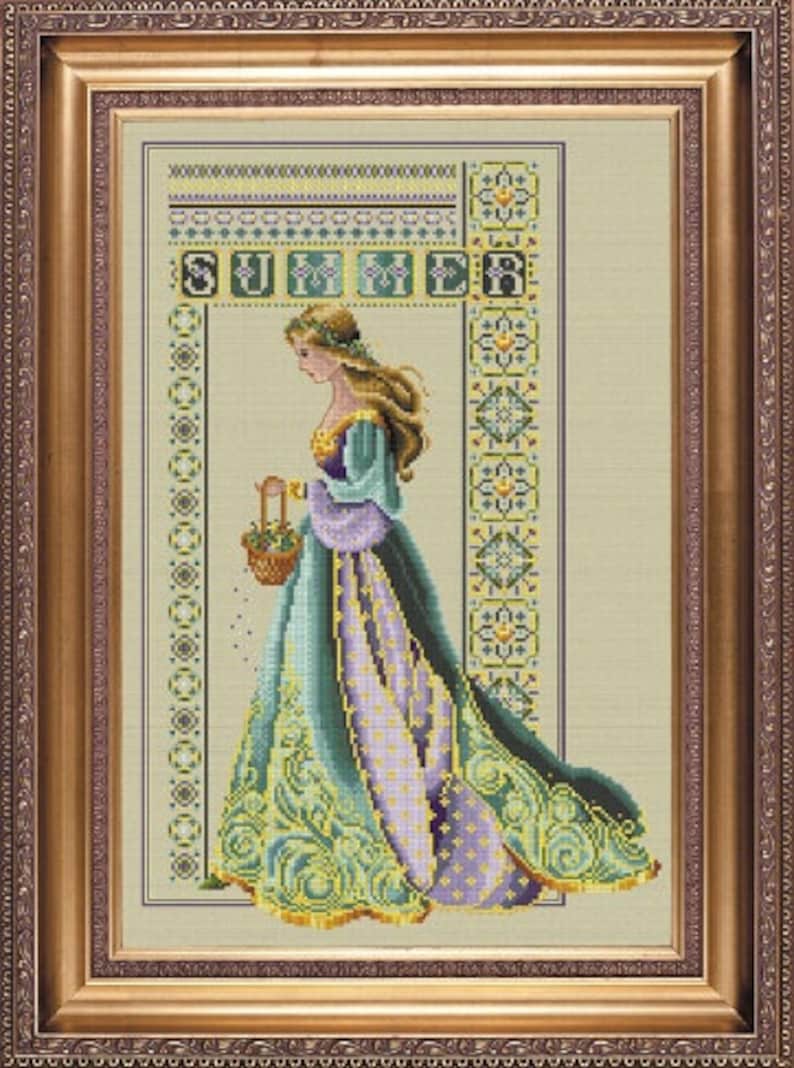 CELTIC SUMMER FREE Insured Shipping Counted Cross Stitch Charts Patterns Lavender & Lace Marilyn Leavitt-Imblum LL56 Not Finished/Framed image 1