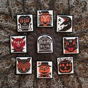 ÉPUISÉ ! Attention ! Halloween Prairie Schooler - Grille de point de croix au point compté, livre n° 181, 12-1980, dépliant original pour papier cartonné, bricolage