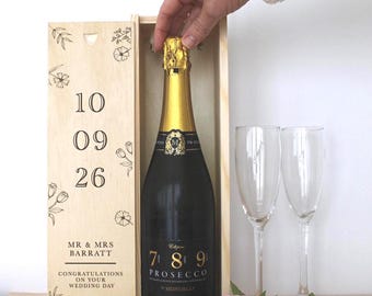 Caja de regalo de madera personalizada para vino, ideal para bodas o compromisos, un regalo perfecto para los amantes del vino.