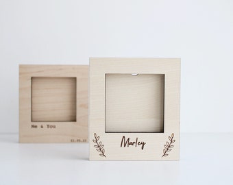 Engraved Maple Wood Picture Frame: Freestanding Photo Display (2x2)