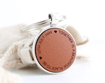 Personalised leather keyring, 3rd wedding anniversary gift, personalised leather keychain, housewarming gift, gift for bridesmaid