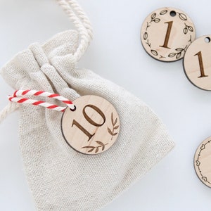 Advent tags with storage bag, perfect for DIY advent calendars, Christmas countdown tags, advent calendar numbers image 7