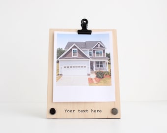 Wooden polaroid picture frame, 5th wedding anniversary gift, personalised picture frame
