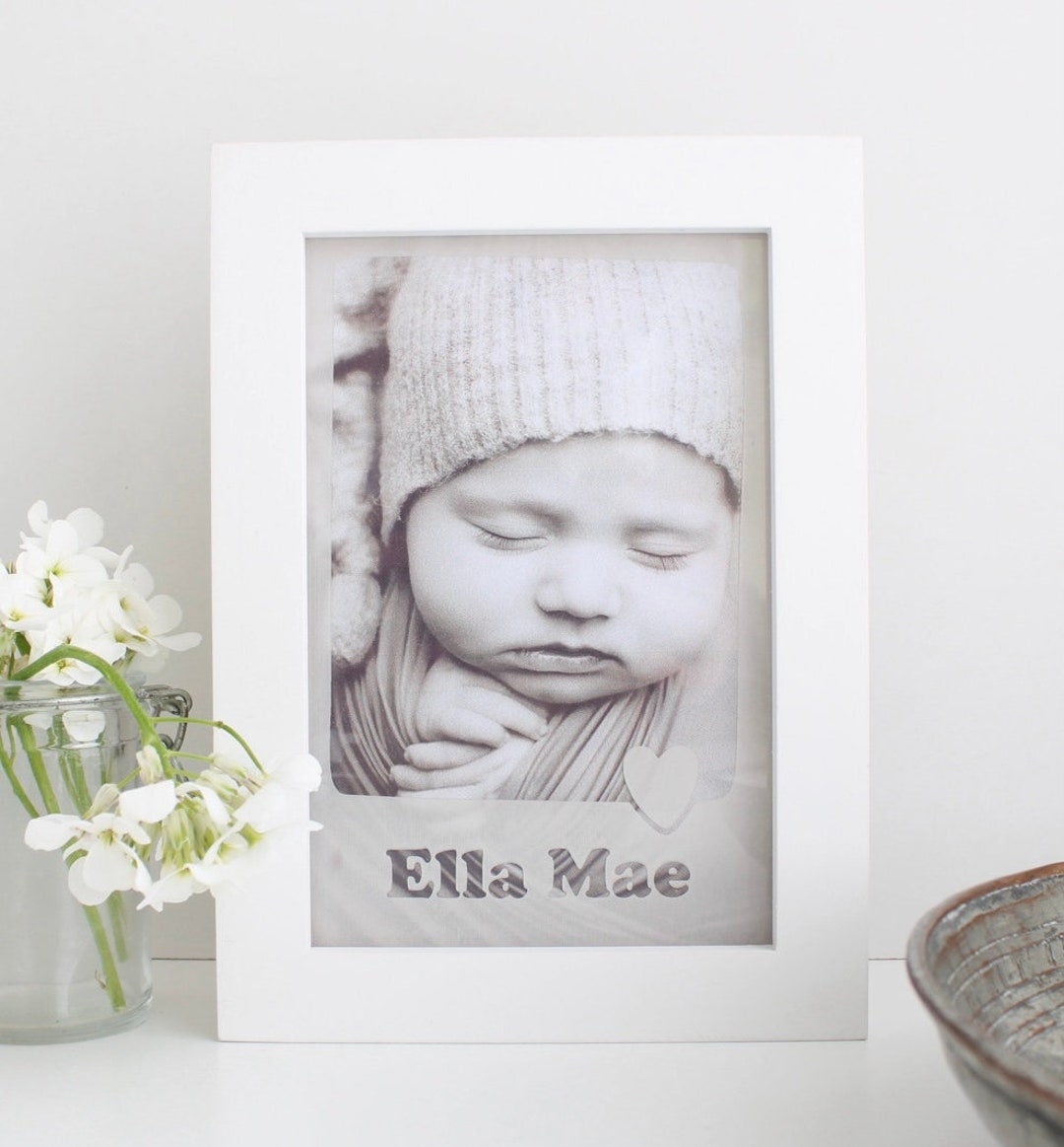 Personalized Baby Photo Frame: Polaroid Style, Engraved Wood - Etsy