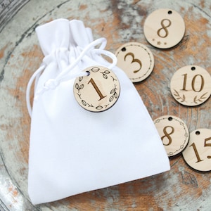 Advent tags with storage bag, perfect for DIY advent calendars, Christmas countdown tags, advent calendar numbers image 3