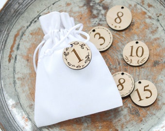 25 Wood Advent tags, perfect for DIY advent calendars, Christmas countdown tags