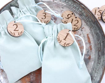 Advent calendar bags with wooden number tags / Christmas decor / fabric advent