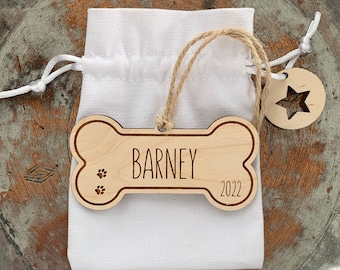 Personalized Dog Bone Christmas Ornament: Engraved Pet Decoration