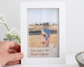 Personalized Wooden Picture Frame for Dad: Engraved Polaroid Style