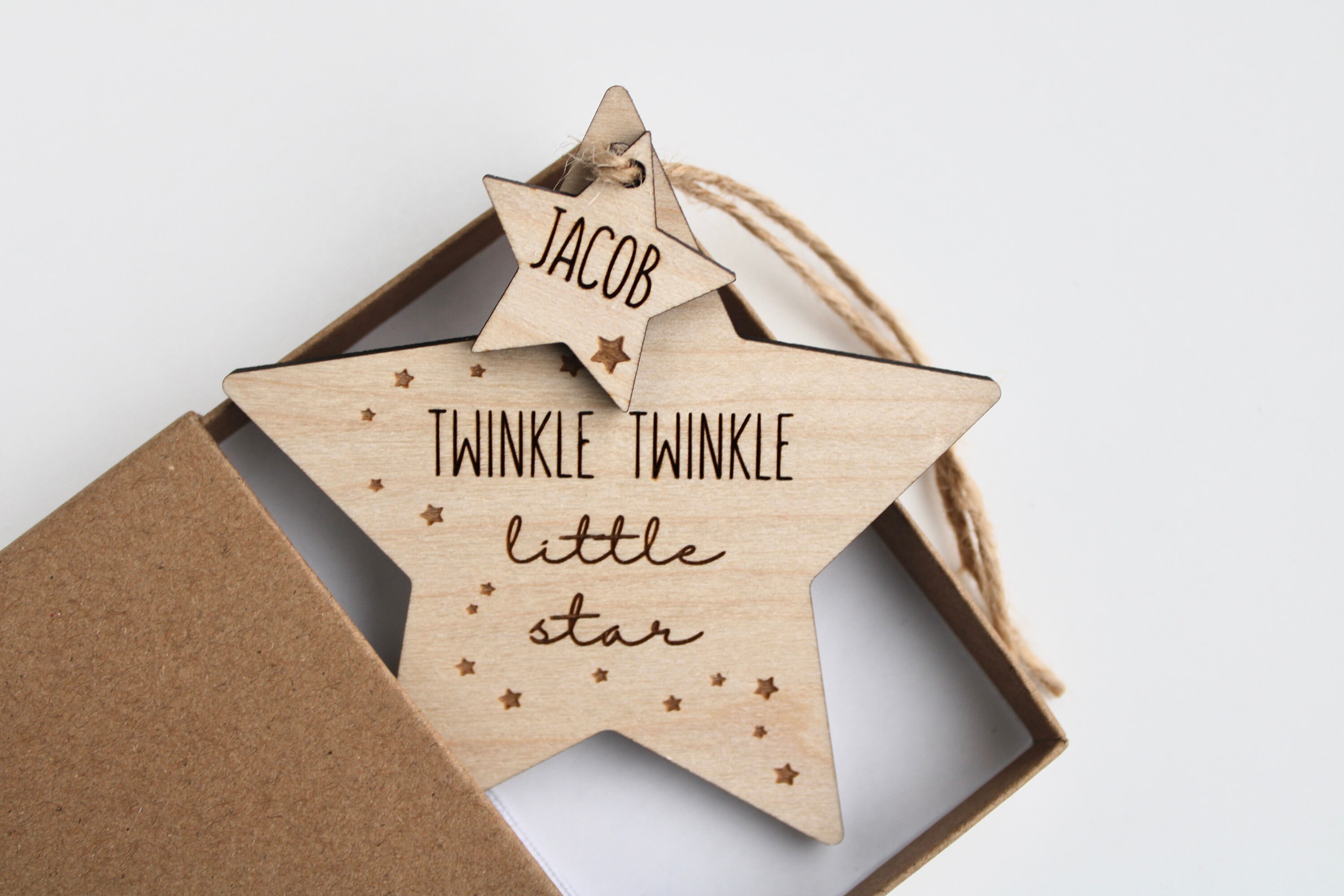 Twinkle Twinkle Personalised Christening or New Baby Gift / Wooden Star ...