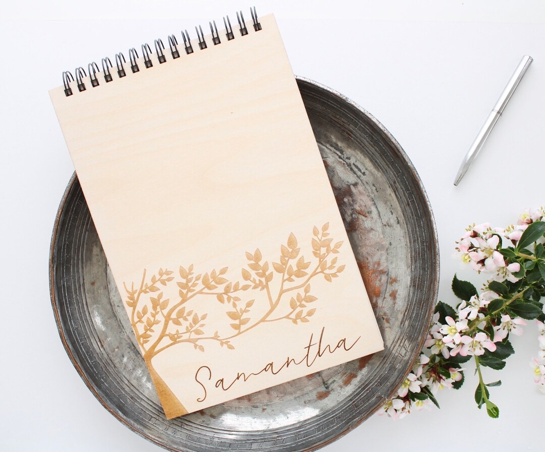 Personalized A5 Birch Wood Notebook: Engraved Tree Guest Book - Etsy