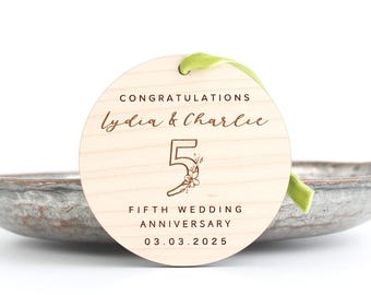 Personalized Maple Wedding Anniversary Ornament: Floral Engraved Keepsake
