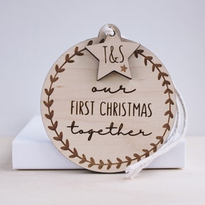 Personalised Our First Christmas bauble ~ First Christmas together ~ Christmas decoration ~ wooden Christmas ornament