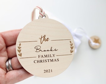 Personalised family Christmas bauble Christmas decoration ~ wooden Christmas ornament ~ newlywed