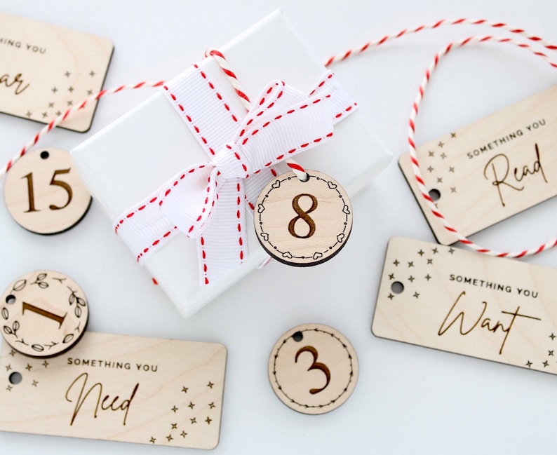 Advent tags with storage bag, perfect for DIY advent calendars, Christmas countdown tags, advent calendar numbers image 5
